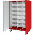 I.D. Systems 67'' Tall Tulip Red Mobile Storage Cabinet with 18 6'' Bins 80249F67043 538249F67043